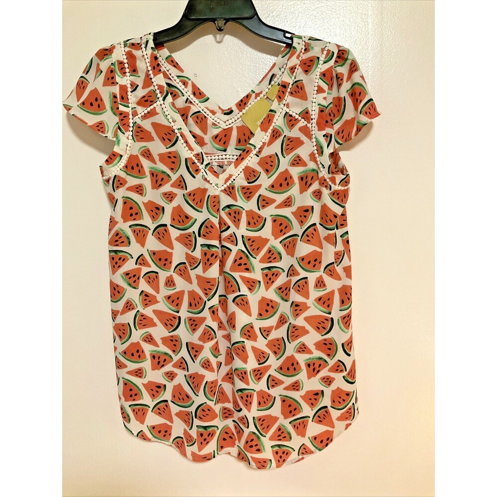 Maeve Women’s 4 Watermelon Graphic Blouse Anthro Fashion Designer